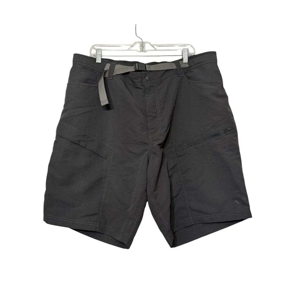 North Face Belted Shorts 100% Nylon Lightweight Hiking Gorp Gray 10